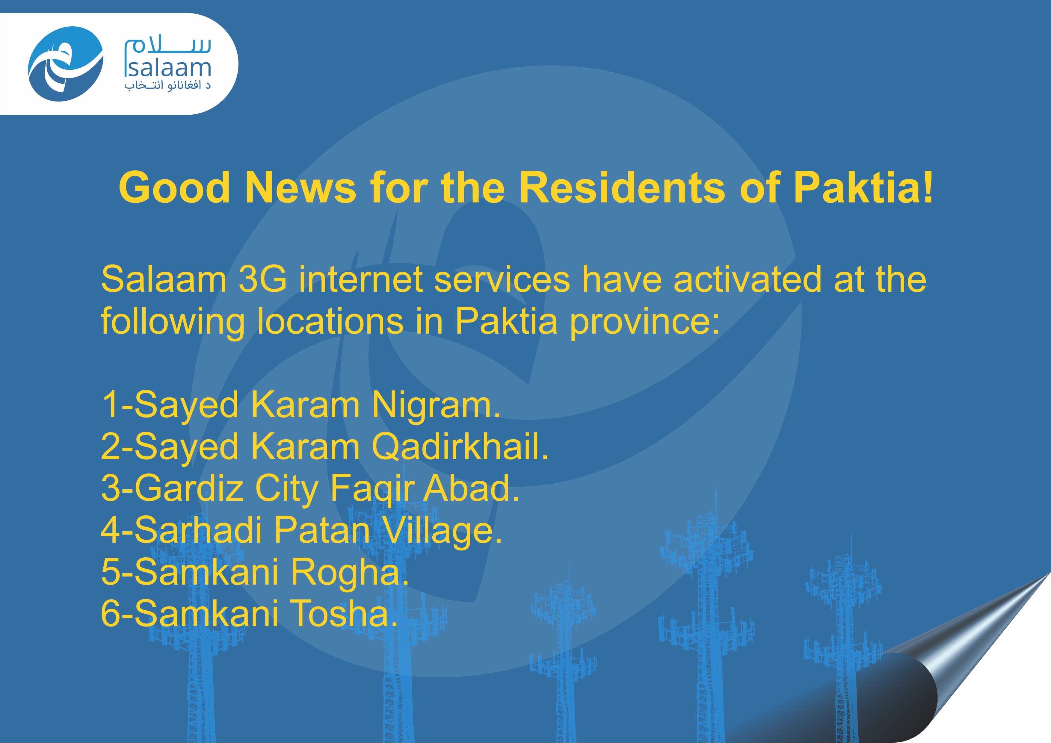 Good News for the Residents of Paktia!